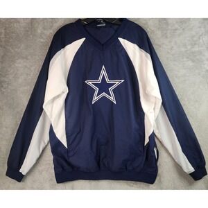 Dallas Cowboys Jacket Mens Medium Navy White Color Block Side Zip Pullover
